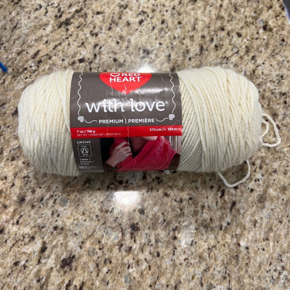 Red Heart With Love Premium Yarn 1939 Papaya Cream Off-White 7oz 370yds Medium 4